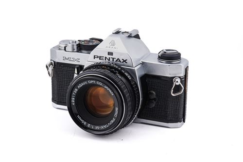 Appareil photo argentique reconditionné Pentax MX + 50mm f2 SMC Pentax-M Noir gris