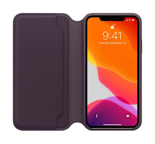Étui Folio en Cuir pour iPhone 11 Pro Max Aubergine