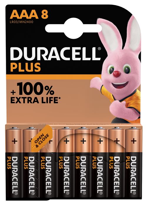Duracell Noir Pack De 8 Piles Alcalines Plus Aaa 1.5V Lr03