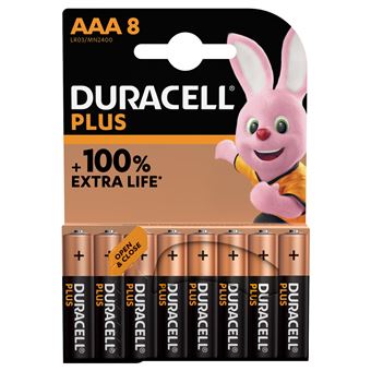 Pack de 8 piles alcalines Duracell Plus AAA 1.5V LR03 Noir - Piles - Achat  & prix