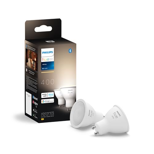 Pack de 2 ampoules connectées Philips Hue White GU10 5,5 W Blanc