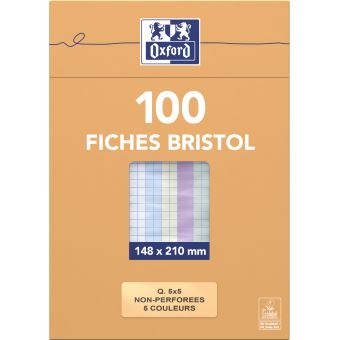 Etui de 100 fiches Bristol Oxford A5 21 x 15 cm - Fiches Bristol à