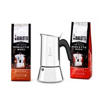 Cafetière italienne Bialetti Set Venus 6 tasses avec 2 paquets Perfetto Moka 250 g Noisette et Classico 0003546 Argent
