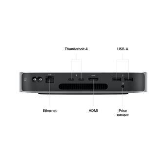 Mac Mini 512 Go SSD 16 Go RAM Puce Apple M2 CPU 8 cœurs GPU 10