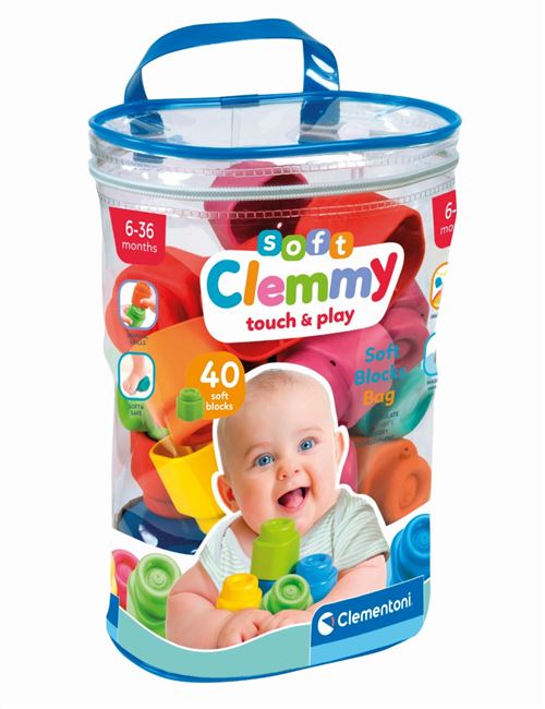 Jeu d'éveil Clementoni Sac souple 40 cubes Clemmy