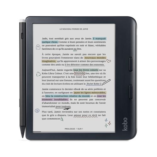 Bundle Liseuse numérique Kobo by Fnac Libra Colour 7 32 Go Noir + Stylet Stylus 2 Noir