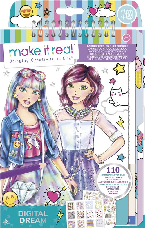 Dessin et coloriage enfant Lansay Carnet de croquis de mode Make It Real Digital Dream