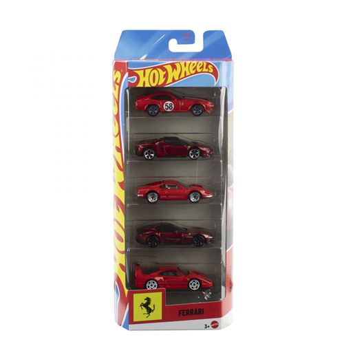 Hot Wheels Rouge Set De 5 Véhicules Ferrari