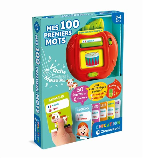 CLEMENTONI Mes 100 premiers mots Bilingue Jouets éducatifs 2 modes de jeux : Quiz et découverte Sons et comptines - vue 2