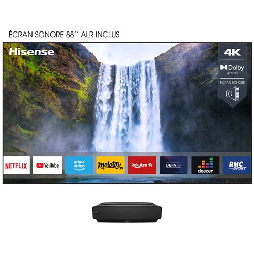 Vidéoprojecteur Hisense 88L5VG Laser TV 4K Noir + écran sonore anti reflet ALR