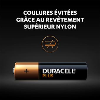 Pack de 6 piles alcalines AAA Duracell Plus 1.5V LR03 Noir