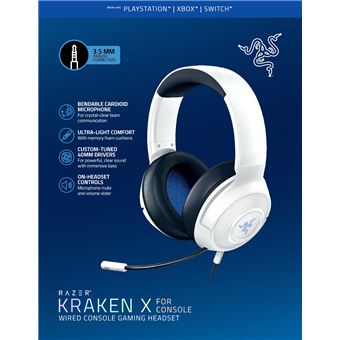 Casque Gaming filaire pour PS5 Razer Kraken X Blanc