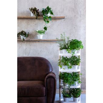 Citysens - Étagère blanche et bois pour plantes 6 plateaux
