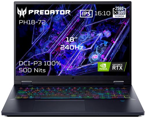 PC Portable Gaming Acer Predator Helios 18 PH18 72 98TR 18 WQXGA 250 Hz Intel® Core™ i9 RAM SSD Nvidia GeForce RTX 4080 - vue 3