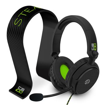 Pack Casque Gaming filaire + Support Stealth C6100 Noir carbone et vert