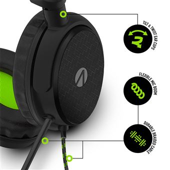 Pack Casque Gaming filaire + Support Stealth C6100 Noir carbone et vert