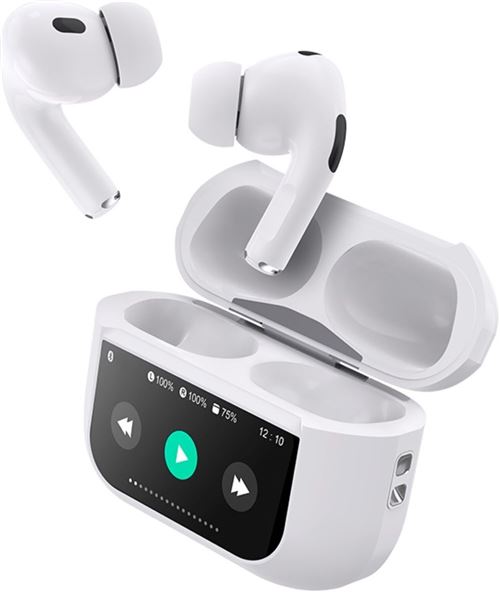 Ecouteurs intra-auriculaires sans fil Force Play TWS Play Touch True Wireless avec réduction active du bruit Blanc