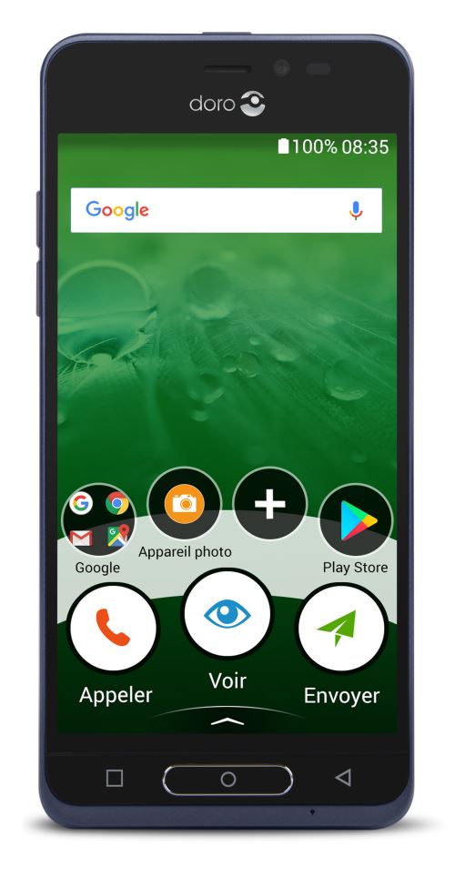Doro 8035 Smartphone Débloqué 4G (Ecran: 5 Pouces - 16 Go - Nano-Sim - Android) Bleu [Version Française]