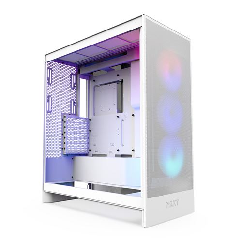 Boitier PC NZXT H7 FLOW moyen tour blanc RGB avec panneau latéral verre trempé