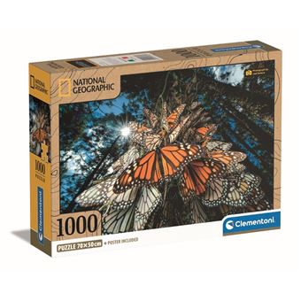 Puzzle 1000 pièces Clementoni National Geographic Papillons - 1