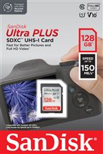 Carte mémoire SD SanDisk Ultra Plus 128GB SDXC 150MB/s Rouge et Gris