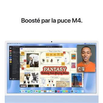 Apple iMac 24" écran retina 4,5K 512Go SSD 24 Go RAM Puce M4 CPU 10 cœurs GPU 10 cœurs Bleu