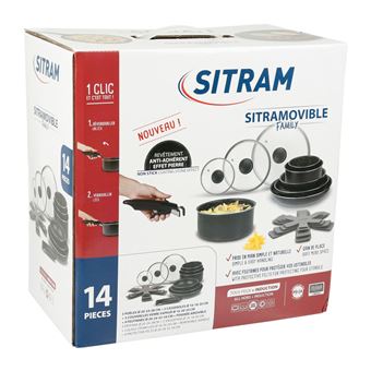 Batterie de cuisine 14 pièces Sitram Sitramovible Family 713500 Noir