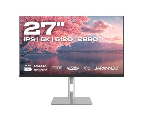 JAPANNEXT Ecran PC 27" IPS 5K 5120x2880 | HDR | Recharge Via USB C Hauteur & Inclinaison réglable HSP Haut parleurs intégrés | sRGB 100% G SyncFreeSync | Garantie | JN IPS275K HSPC9 - vue 2