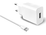 Pack Chargeur pour téléphone mobile Everdrive 2A Blanc + Câble data lightning 1 m Blanc