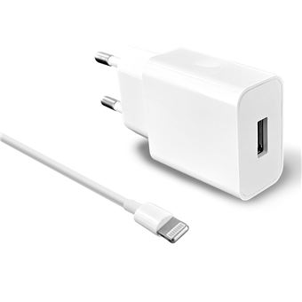 Pack Chargeur pour téléphone mobile Everdrive 2A Blanc + Câble data lightning 1 m Blanc