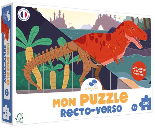 Puzzle 2 x 100 pièces Les Jouets Libres Mon puzzle recto-verso T-Rex