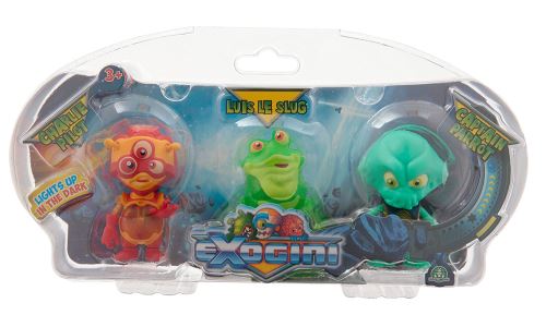 Pack de 3 figurines Exogini Captain Parrot et Louis Le Slug et Charlie Pilot