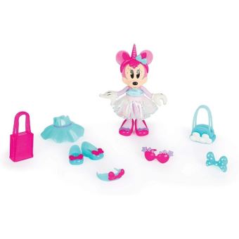 Figurine Minnie Fashionista Licorne Arc en ciel 15 cm avec 2 tenues complètes et accessoires