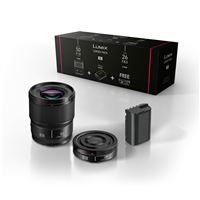 Kit Accessoires Lumix Optique fixe grand angle 26mm S-R26E + Optique fixe Portrait Lumix S 50mm f1.8m S-S50ME + Batterie DMW-BLK22EB pour Lumix S5 et S9 Noir