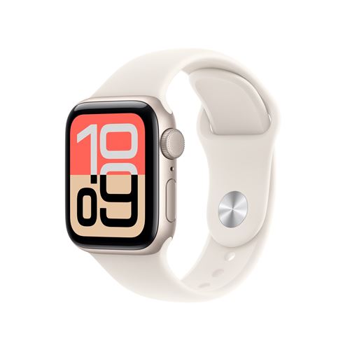 Apple Watch SE 3 GPS 40mm Boitier en Aluminium Lumiere Stellaire avec Bracelet Sport Lumiere Stellaire S/M - Apple