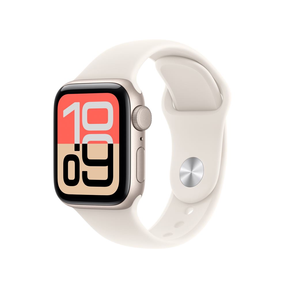Apple Watch SE 3 GPS 40mm Boitier en Aluminium Lumiere Stellaire avec Bracelet Sport Lumiere Stellaire S/M