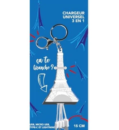 Câble téléphone portable Yello koko connecteur Tour Eiffel vers USB CMicro USBLightning - vue 1