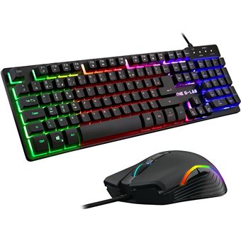 The G-LAB Combo KRYPTON - Pack Clavier et Souris Gamer filaire Rétro-éclairage RGB - Clavier Gaming AZERTY USB Anti-Ghosting + Souris Gaming 6 boutons 3200 DPI - Pack Gamer PC PS4/PS5 Xbox One Mac