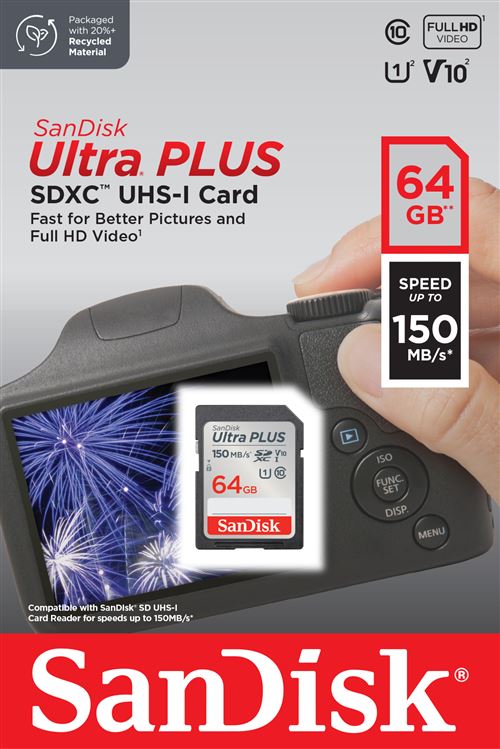Carte mémoire SD SanDisk Ultra Plus SDXC 150MB/ et - vue 3