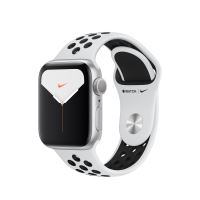 Apple Watch Nike Series 5 GPS 40 mm zilveren aluminium behuizing met sportarmband Nike zwart en platinium - Reserveer - Binnenkort leverbaar