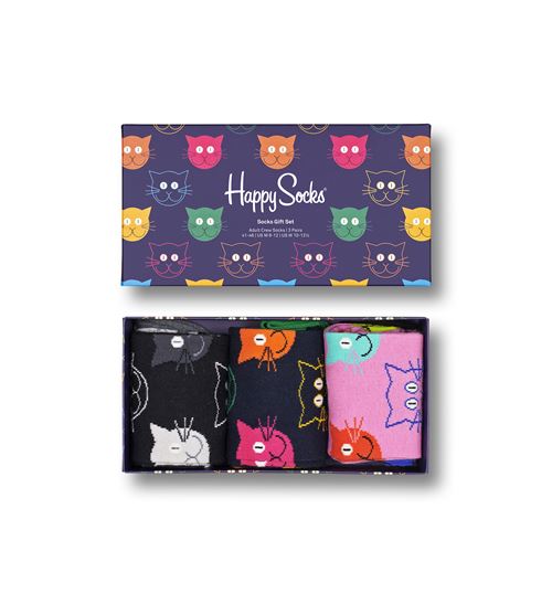 Set de 3 Paires de Chaussettes hautes et mi-bas Happy Socks Mixed Cat Taille 41-46