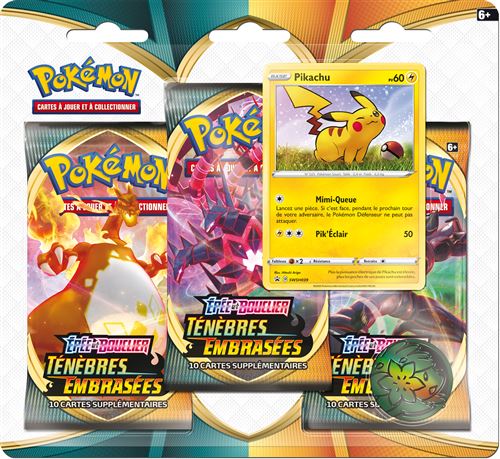 Pack 3 boosters Pokémon Epée et Bouclier Ténèbres embrassés Modèle aléatoire