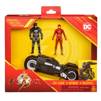 Pack 2 figurines avec Batcycle DC Comics Flash et Batman