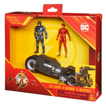 Pack 2 figurines avec Batcycle DC Comics Flash et Batman