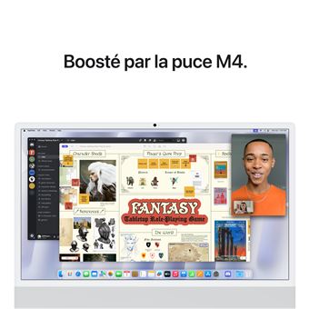 Apple iMac 24" écran retina Verre nano-texturé 4,5K 256Go SSD 16Go RAM Puce M4 CPU 10 coeur GPU 10 cœurs Argent