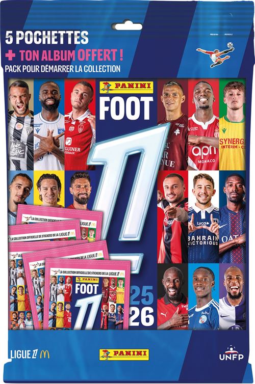Carte à collectionner Panini Foot 2025-2026 Ligue 1 McDonald's 5 pochettes + album offert - Panini