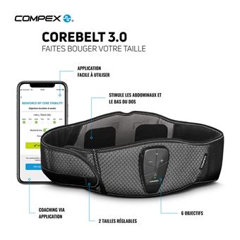 Ceinture de gainage Compex Corebelt 3.0 82-0152ST-LXL Taille L/XL Gris