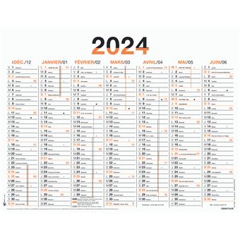 Calendrier planning Oberthur 2024 7 mois 26,5 x 21 cm PEFC Fluo Orange