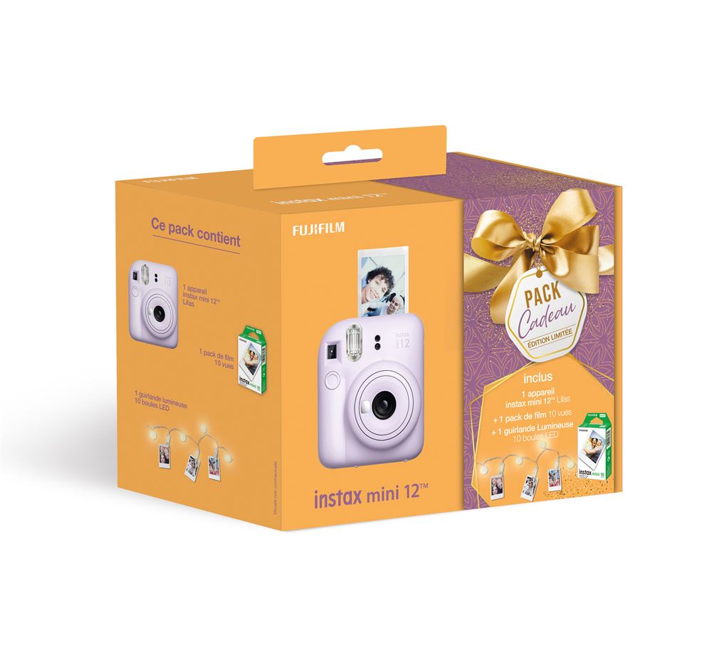 Pack Noël Appareil photo instantané Fujifilm Instax Mini 12 2024 Lilas ...
