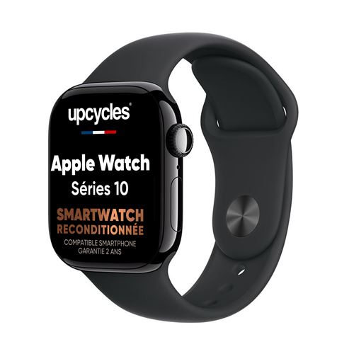 Apple Watch S10 Boîtier en Aluminium Noir 42 mm avec bracelet sport Noir Reconditionné Grade A